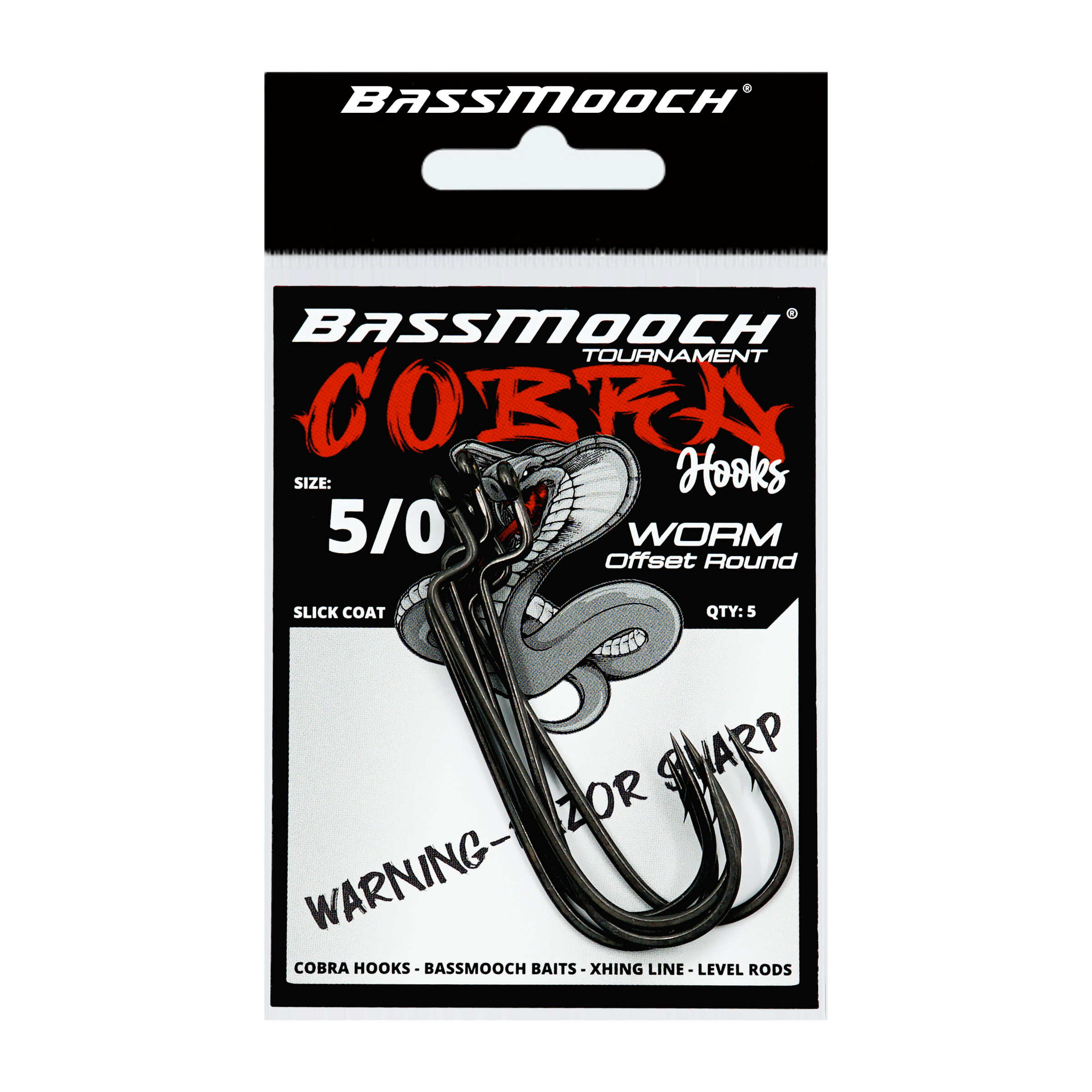 Cobra Tournament Worm Offset Round Hooks - 5pk